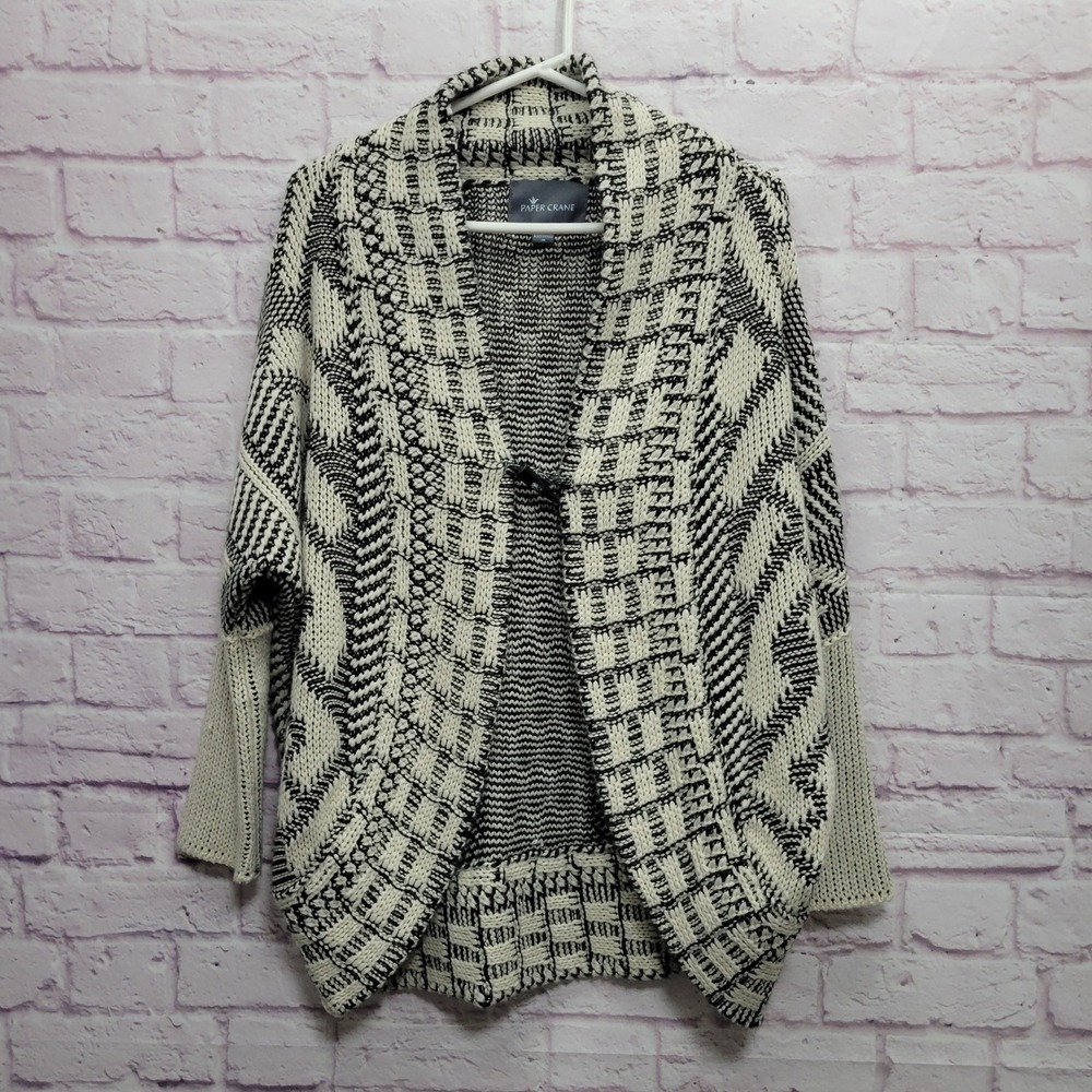 Paper Crane Chunky Knit Cardigan Sweater M Oversized Boho Tribal Coquette Gorp